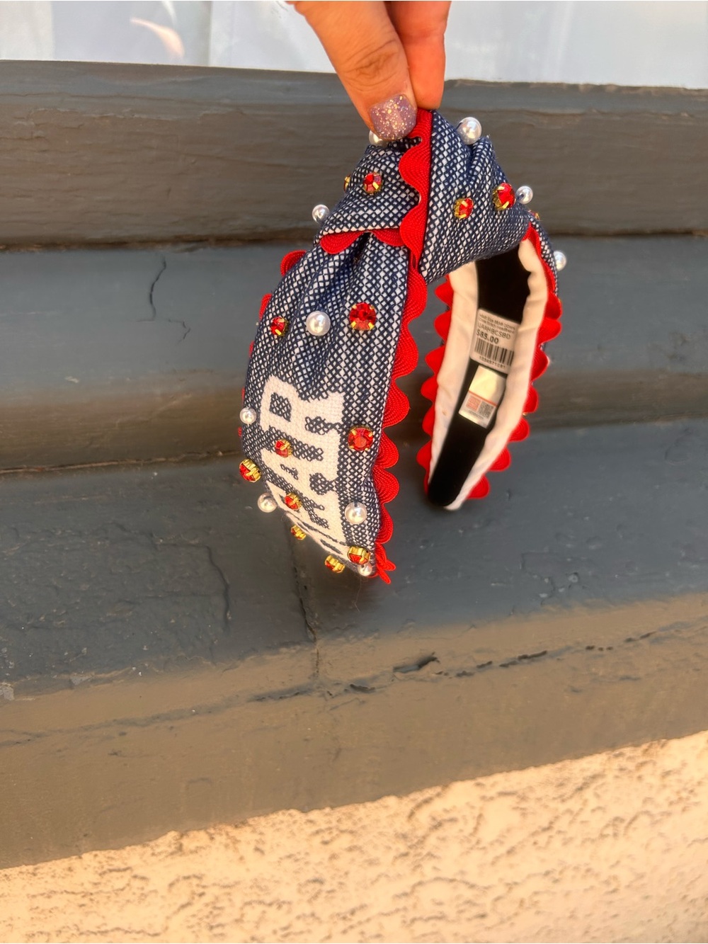 The University of Arizona red  & Blue Embellished Bow Headband